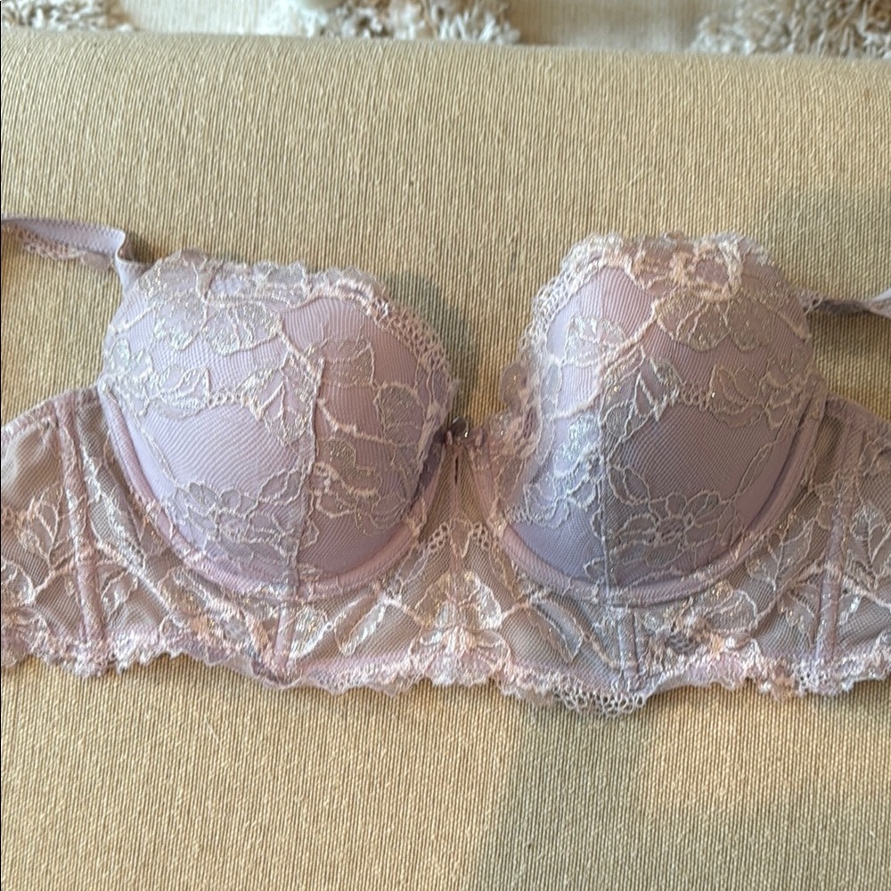 Body by Victoria lavender and silver lace bra.